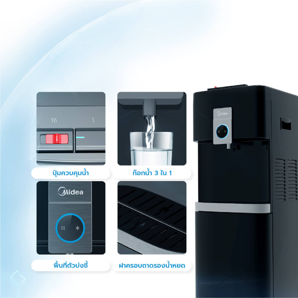 ตู้กดน้ำดื่ม Midea รุ่น YL2037S-W ( ระบบก๊อกเดียว 3 อุณหภูมิ )_5